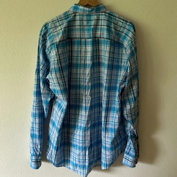Peter Miller sz XL cotton plaid blue long sleeve button down shirt Great cond - Picture 4 of 5